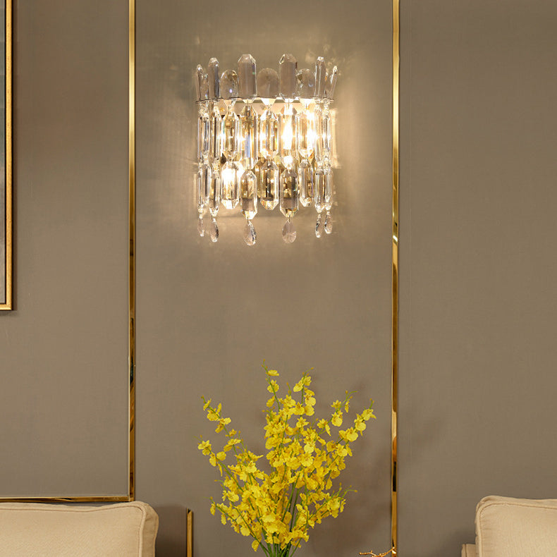 Wall Sconce – 2-Light Metal & Crystal Water Drop Lamp
