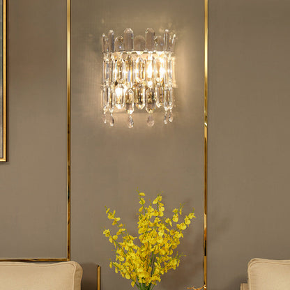 Wall Sconce – 2-Light Metal & Crystal Water Drop Lamp