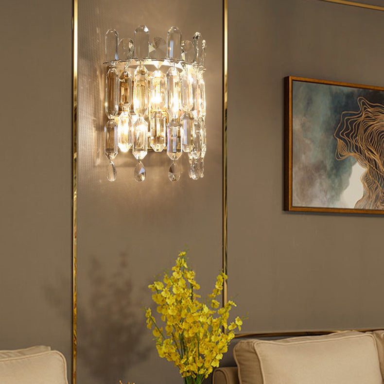 Wall Sconce – 2-Light Metal & Crystal Water Drop Lamp