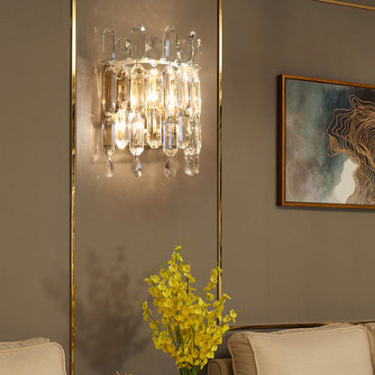 Wall Sconce – 2-Light Metal & Crystal Water Drop Lamp
