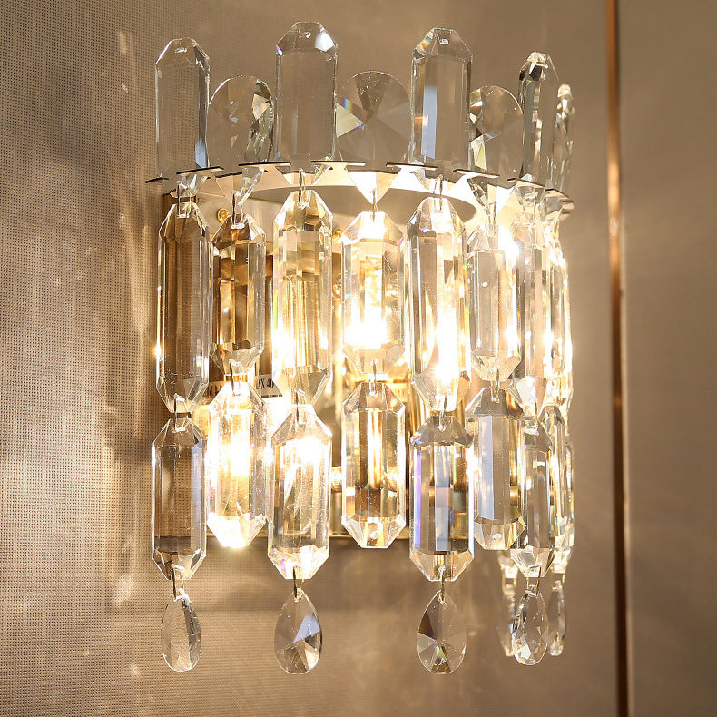 Wall Sconce – 2-Light Metal & Crystal Water Drop Lamp