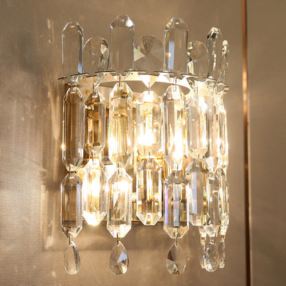 Wall Sconce – 2-Light Metal & Crystal Water Drop Lamp