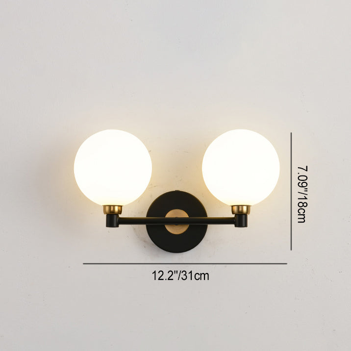Minimalist Wall Sconce – 2-Light Iron & Glass Globe Lamp