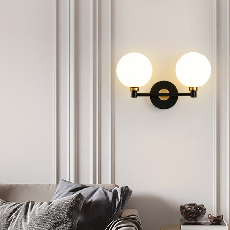 Minimalist Wall Sconce – 2-Light Iron & Glass Globe Lamp