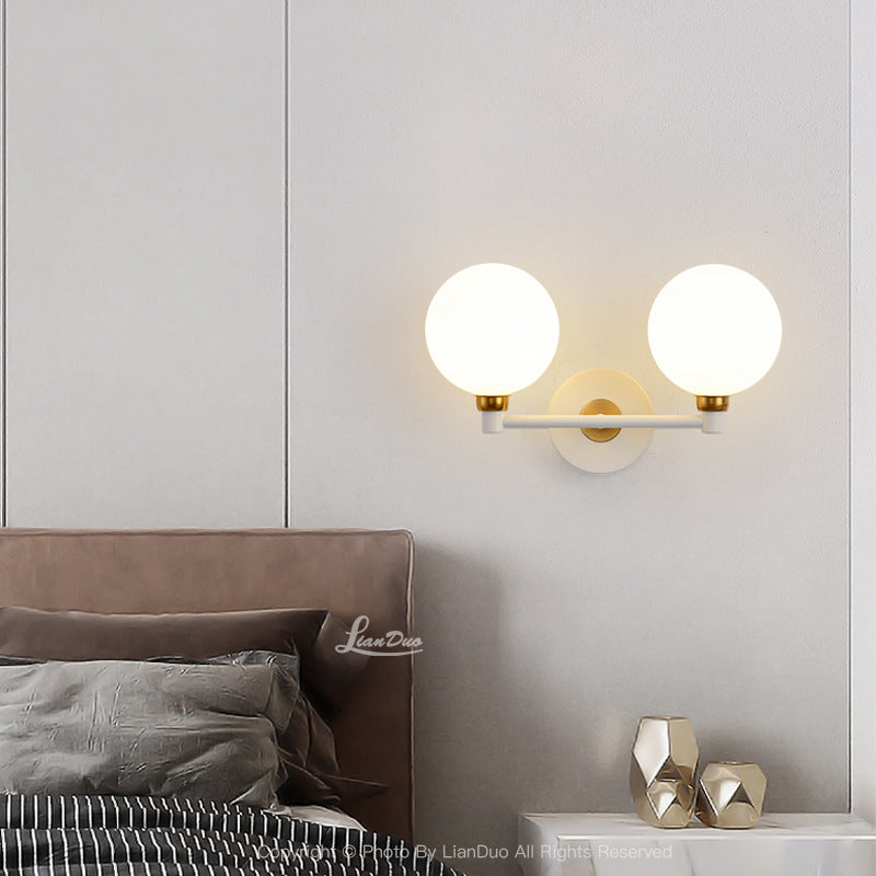 Minimalist Wall Sconce – 2-Light Iron & Glass Globe Lamp