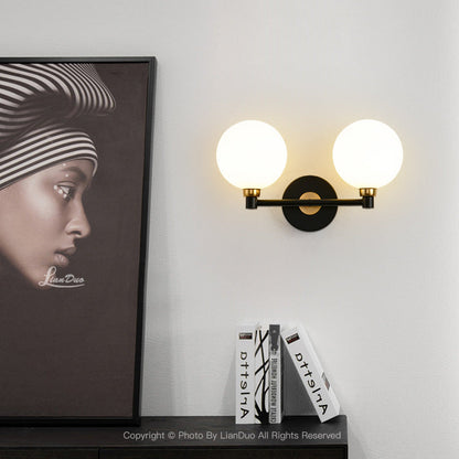 Minimalist Wall Sconce – 2-Light Iron & Glass Globe Lamp