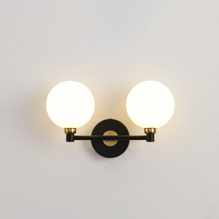 Minimalist Wall Sconce – 2-Light Iron & Glass Globe Lamp