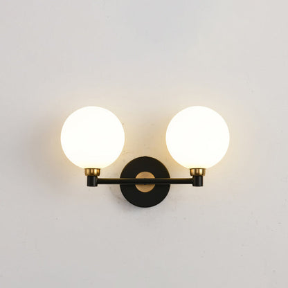 Minimalist Wall Sconce – 2-Light Iron & Glass Globe Lamp