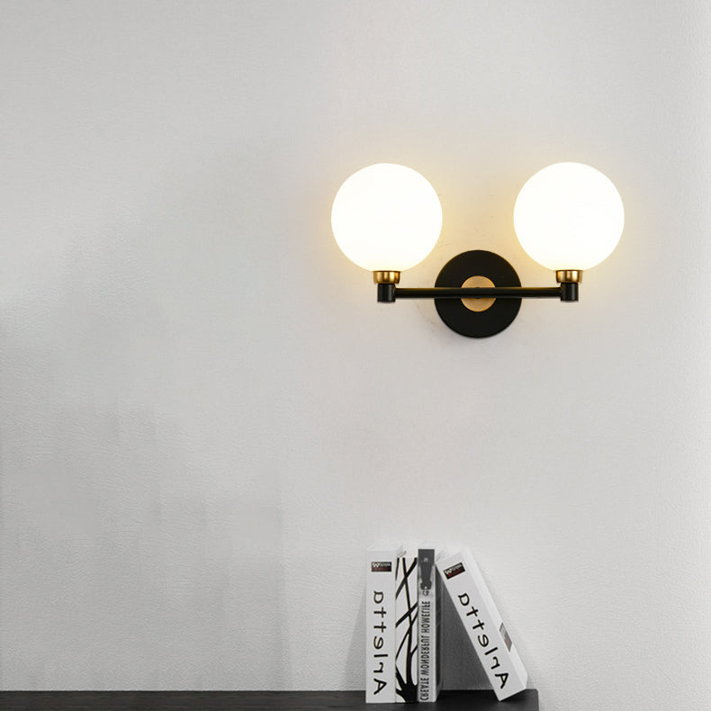 Minimalist Wall Sconce – 2-Light Iron & Glass Globe Lamp