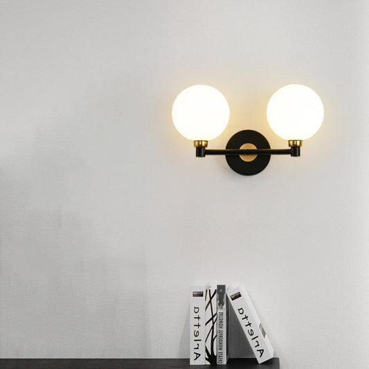 Minimalist Wall Sconce – 2-Light Iron & Glass Globe Lamp