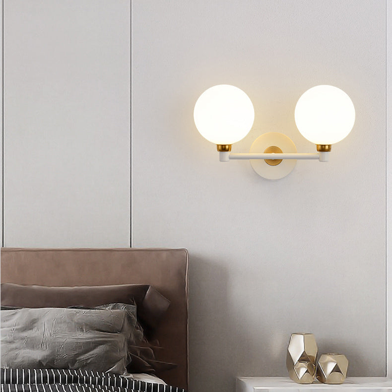 Minimalist Wall Sconce – 2-Light Iron & Glass Globe Lamp