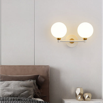 Minimalist Wall Sconce – 2-Light Iron & Glass Globe Lamp