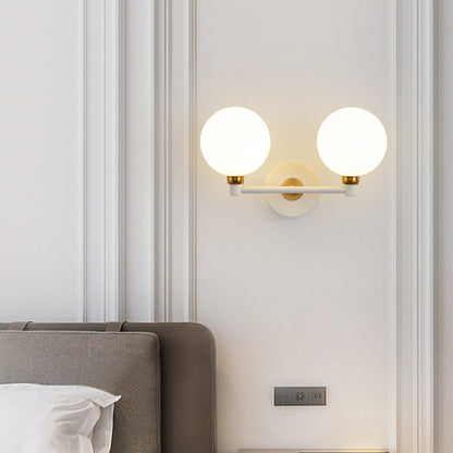 Minimalist Wall Sconce – 2-Light Iron & Glass Globe Lamp