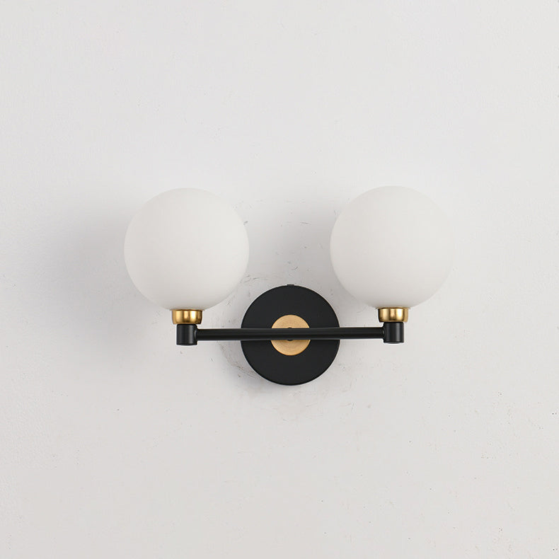 Minimalist Wall Sconce – 2-Light Iron & Glass Globe Lamp