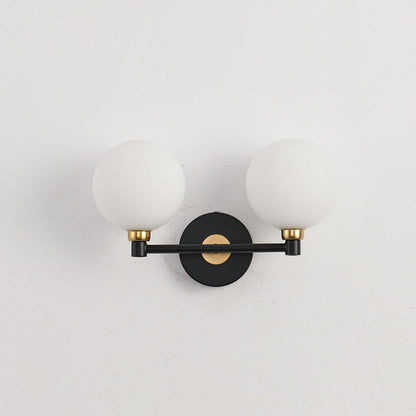 Minimalist Wall Sconce – 2-Light Iron & Glass Globe Lamp