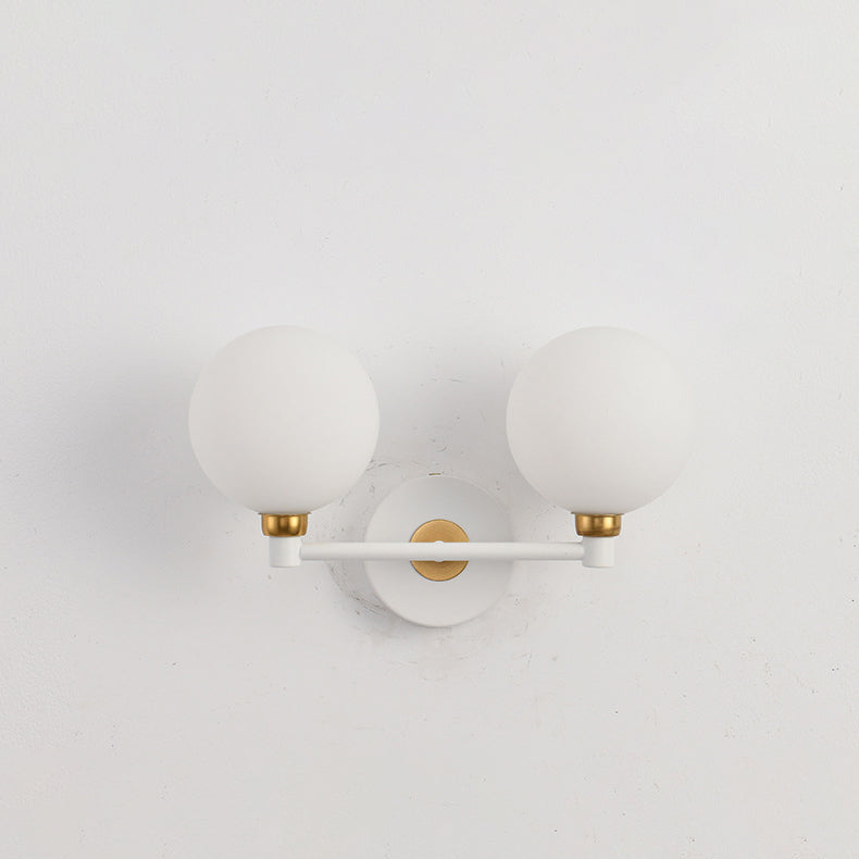 Minimalist Wall Sconce – 2-Light Iron & Glass Globe Lamp