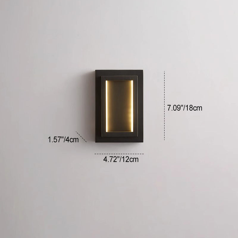 Modern Minimalist Wall Sconce – Rectangular Copper LED Lamp