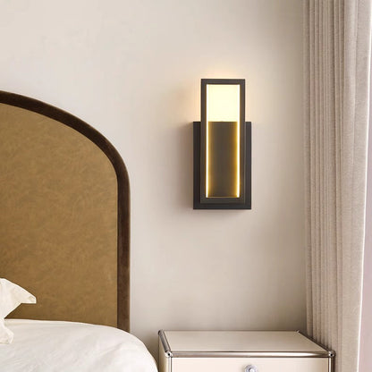 Modern Minimalist Wall Sconce – Rectangular Copper LED Lamp
