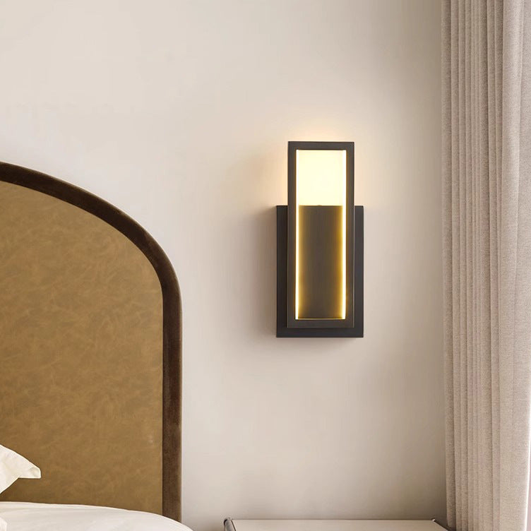 Modern Minimalist Wall Sconce – Rectangular Copper LED Lamp