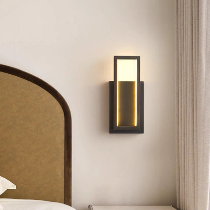 Modern Minimalist Wall Sconce – Rectangular Copper LED Lamp