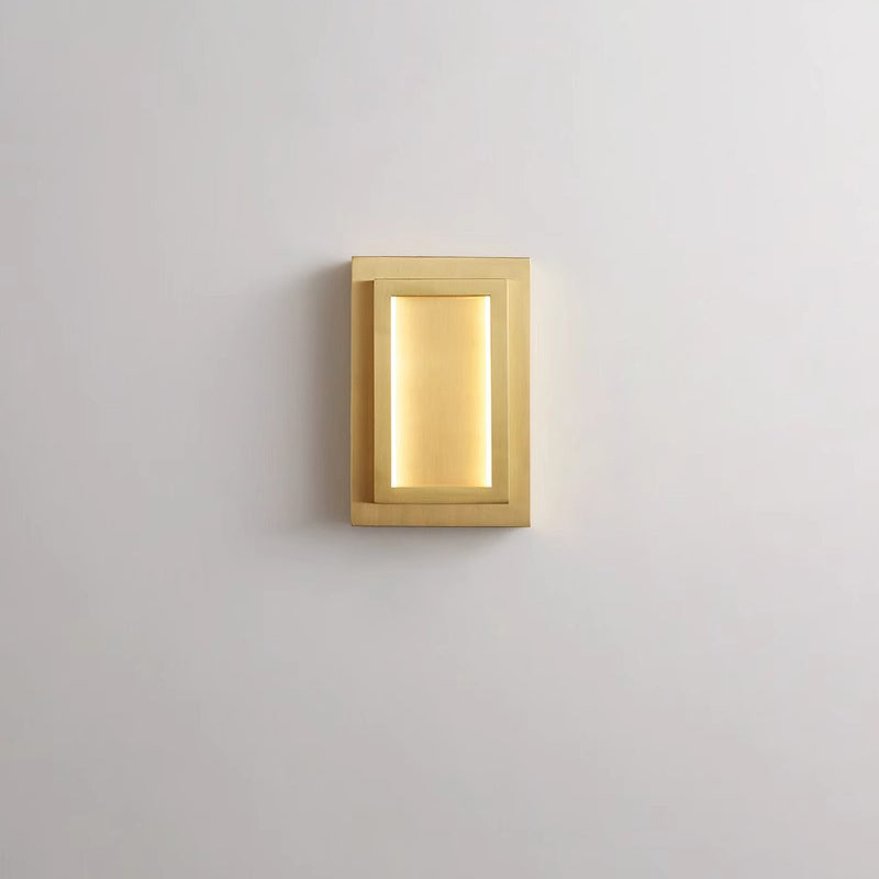 Modern Minimalist Wall Sconce – Rectangular Copper LED Lamp