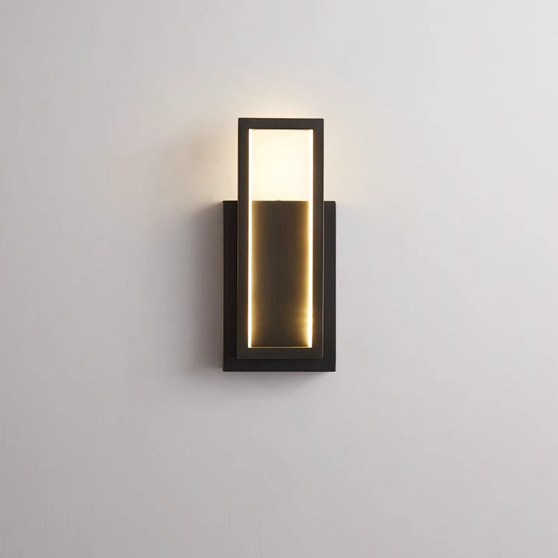 Modern Minimalist Wall Sconce – Rectangular Copper LED Lamp