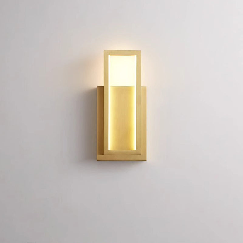 Modern Minimalist Wall Sconce – Rectangular Copper LED Lamp