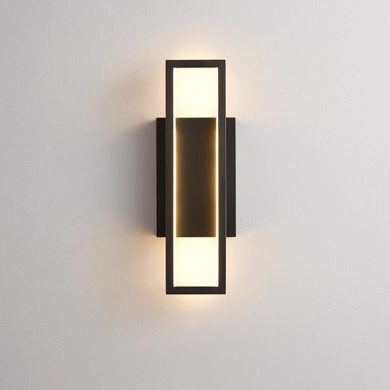 Modern Minimalist Wall Sconce – Rectangular Copper LED Lamp