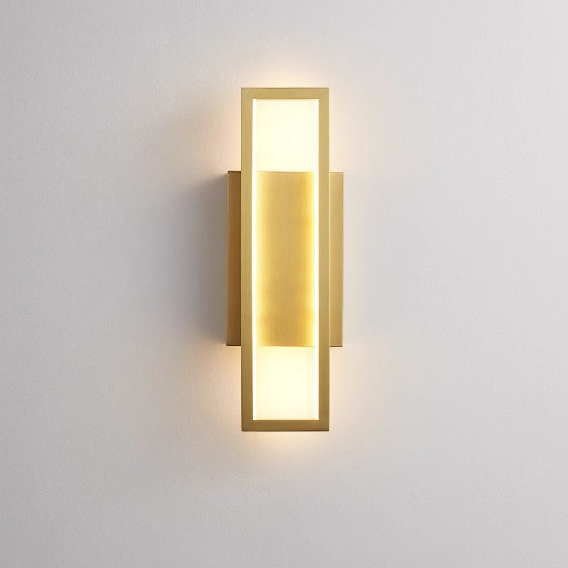 Modern Minimalist Wall Sconce – Rectangular Copper LED Lamp