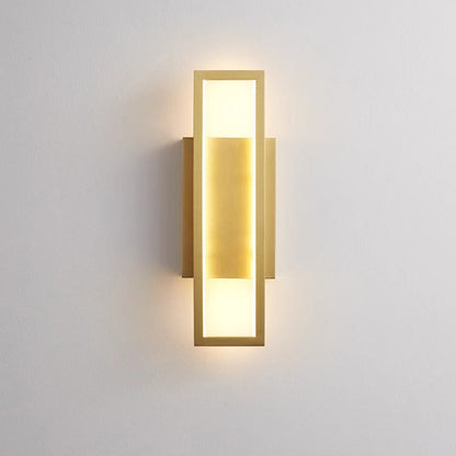 Modern Minimalist Wall Sconce – Rectangular Copper LED Lamp