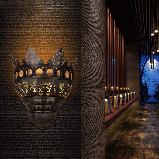Medieval Brass Dome Lamp with Church-Inspired Texture