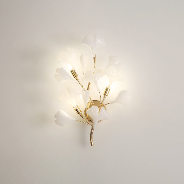 Art Deco Wall Sconce – 2/3-Light Ceramic Ginkgo Biloba Lamp