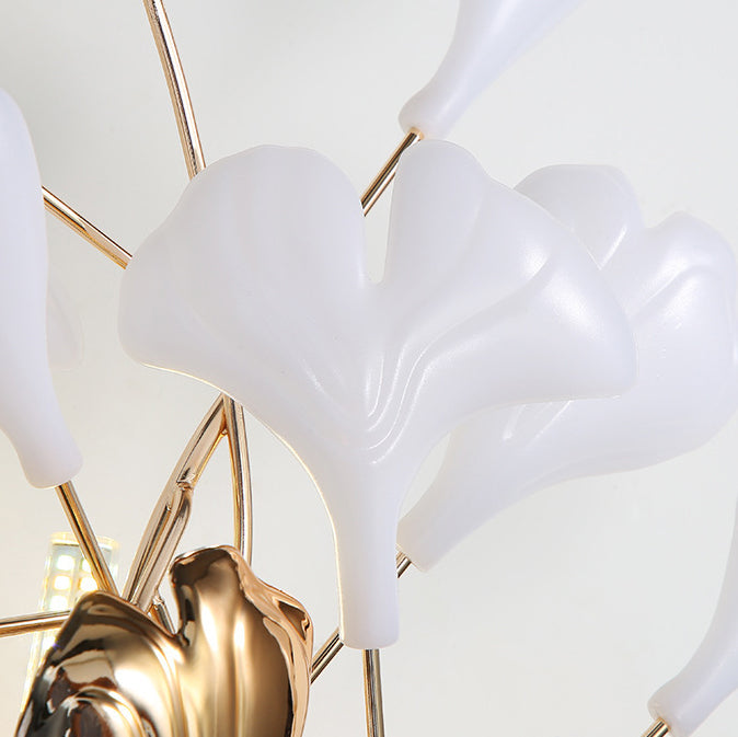 Art Deco Wall Sconce – 2/3-Light Ceramic Ginkgo Biloba Lamp