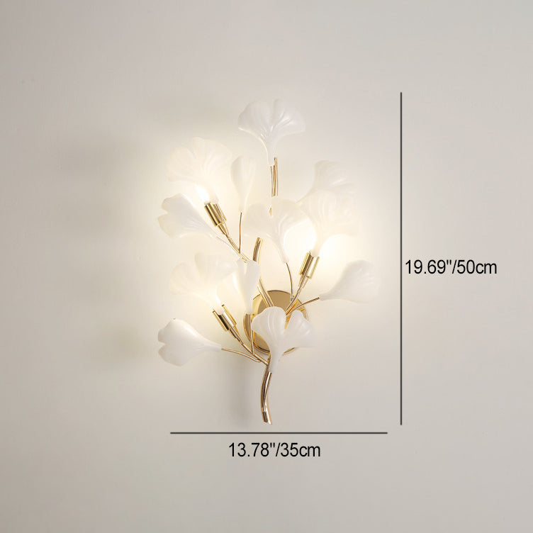 Art Deco Wall Sconce – 2/3-Light Ceramic Ginkgo Biloba Lamp