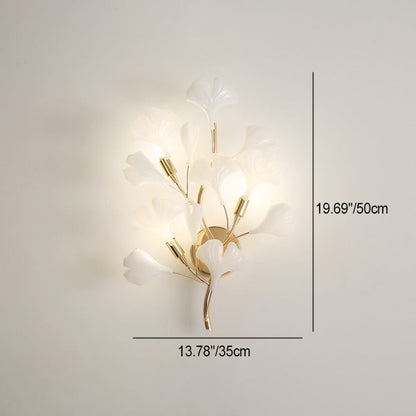 Art Deco Wall Sconce – 2/3-Light Ceramic Ginkgo Biloba Lamp