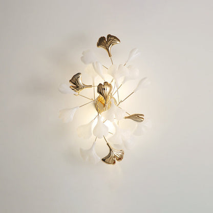 Art Deco Wall Sconce – 2/3-Light Ceramic Ginkgo Biloba Lamp