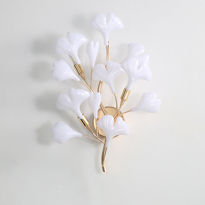 Art Deco Wall Sconce – 2/3-Light Ceramic Ginkgo Biloba Lamp