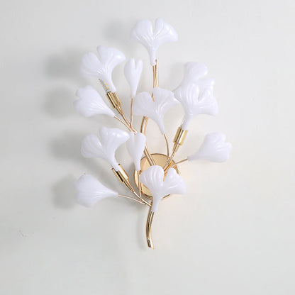 Art Deco Wall Sconce – 2/3-Light Ceramic Ginkgo Biloba Lamp