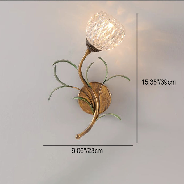 French Flower Wall Sconce – 1/2-Light Iron & Glass Lamp