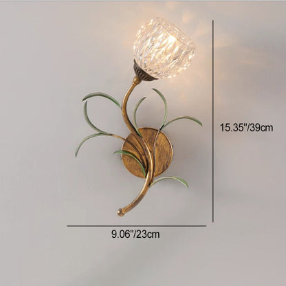 French Flower Wall Sconce – 1/2-Light Iron & Glass Lamp
