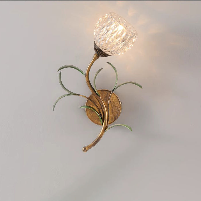 French Flower Wall Sconce – 1/2-Light Iron & Glass Lamp