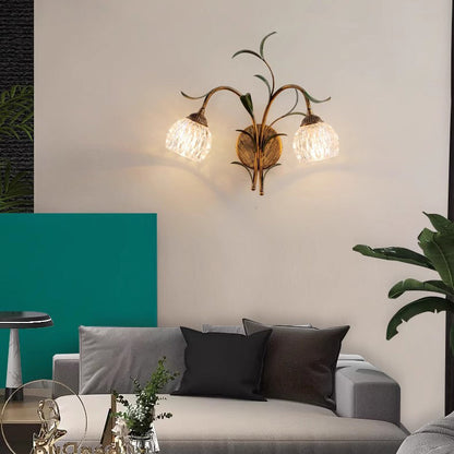 French Flower Wall Sconce – 1/2-Light Iron & Glass Lamp
