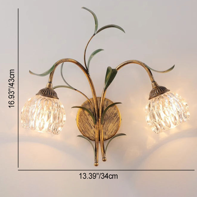 French Flower Wall Sconce – 1/2-Light Iron & Glass Lamp