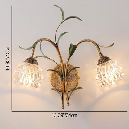 French Flower Wall Sconce – 1/2-Light Iron & Glass Lamp
