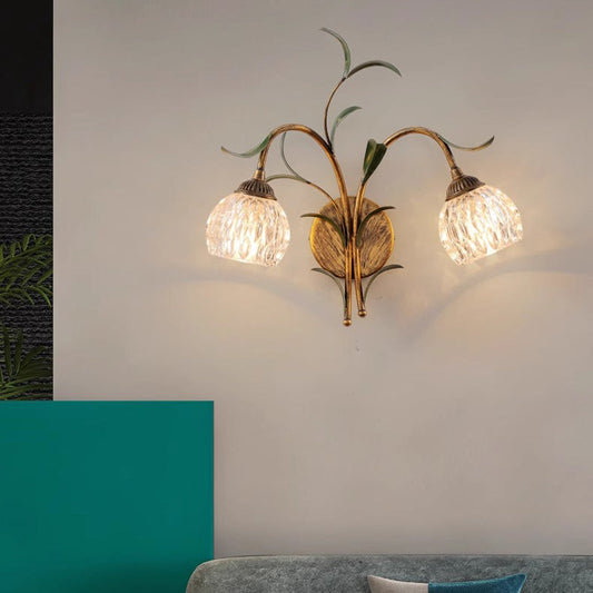 French Flower Wall Sconce – 1/2-Light Iron & Glass Lamp