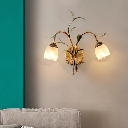 French Flower Wall Sconce – 1/2-Light Iron & Glass Lamp