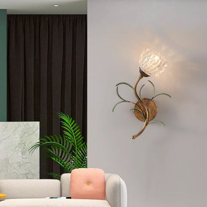 French Flower Wall Sconce – 1/2-Light Iron & Glass Lamp