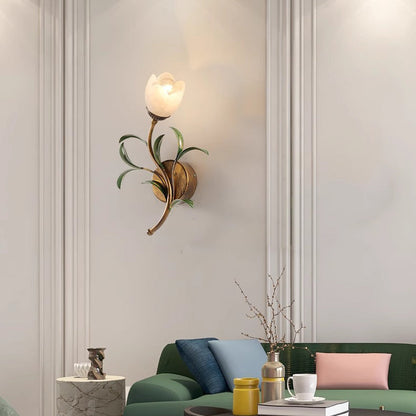 French Flower Wall Sconce – 1/2-Light Iron & Glass Lamp