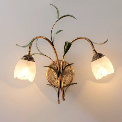 French Flower Wall Sconce – 1/2-Light Iron & Glass Lamp