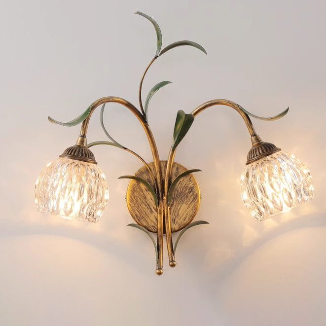 French Flower Wall Sconce – 1/2-Light Iron & Glass Lamp